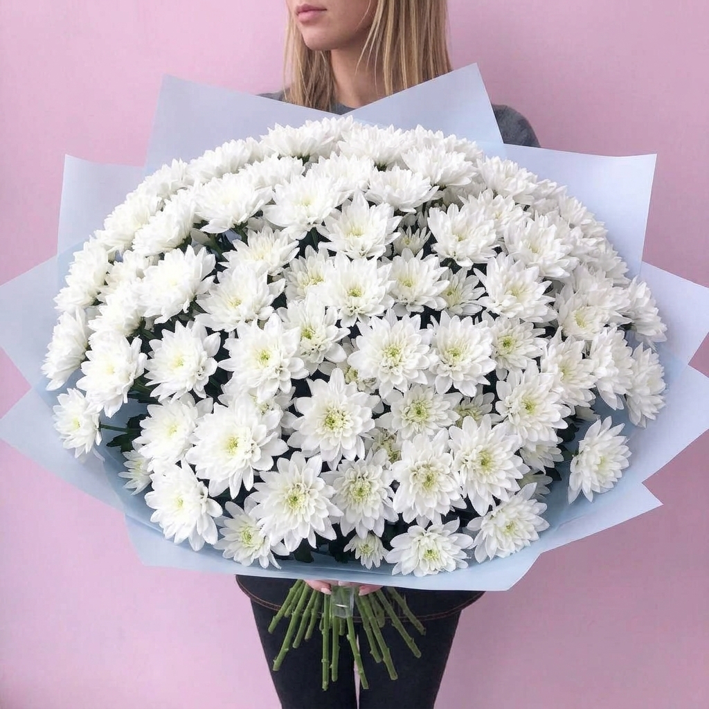 Из белой кустовой хризантемы, 25 шт.