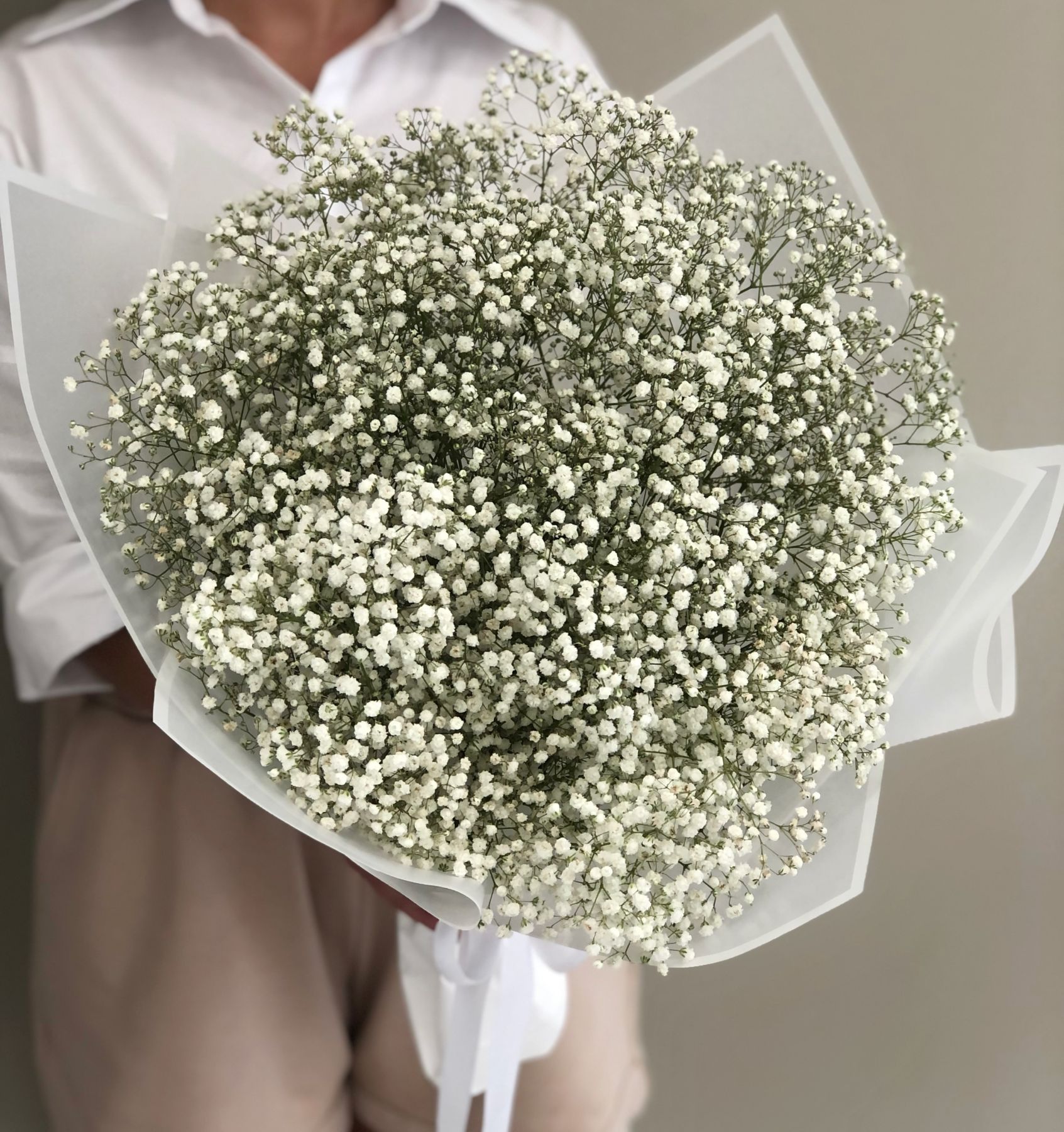 Монобукет из белой гипсофилы, 7 шт