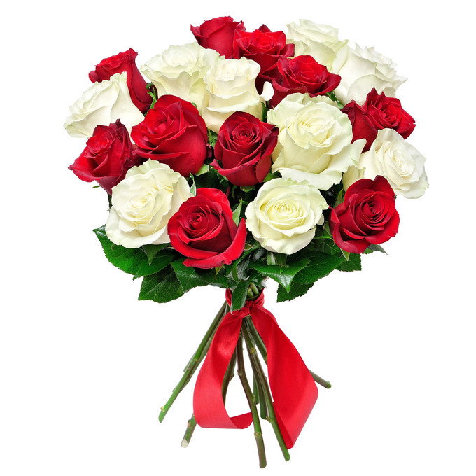 Розы красные и белые 50 см, 25 шт.