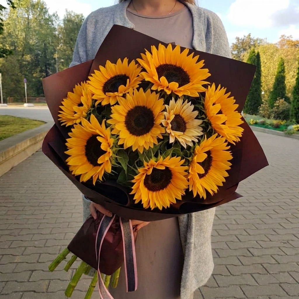 Букет из подсолнухов, 9 шт.
